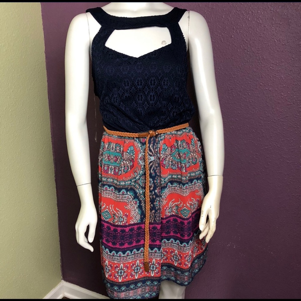Navy And Multicolored Dress